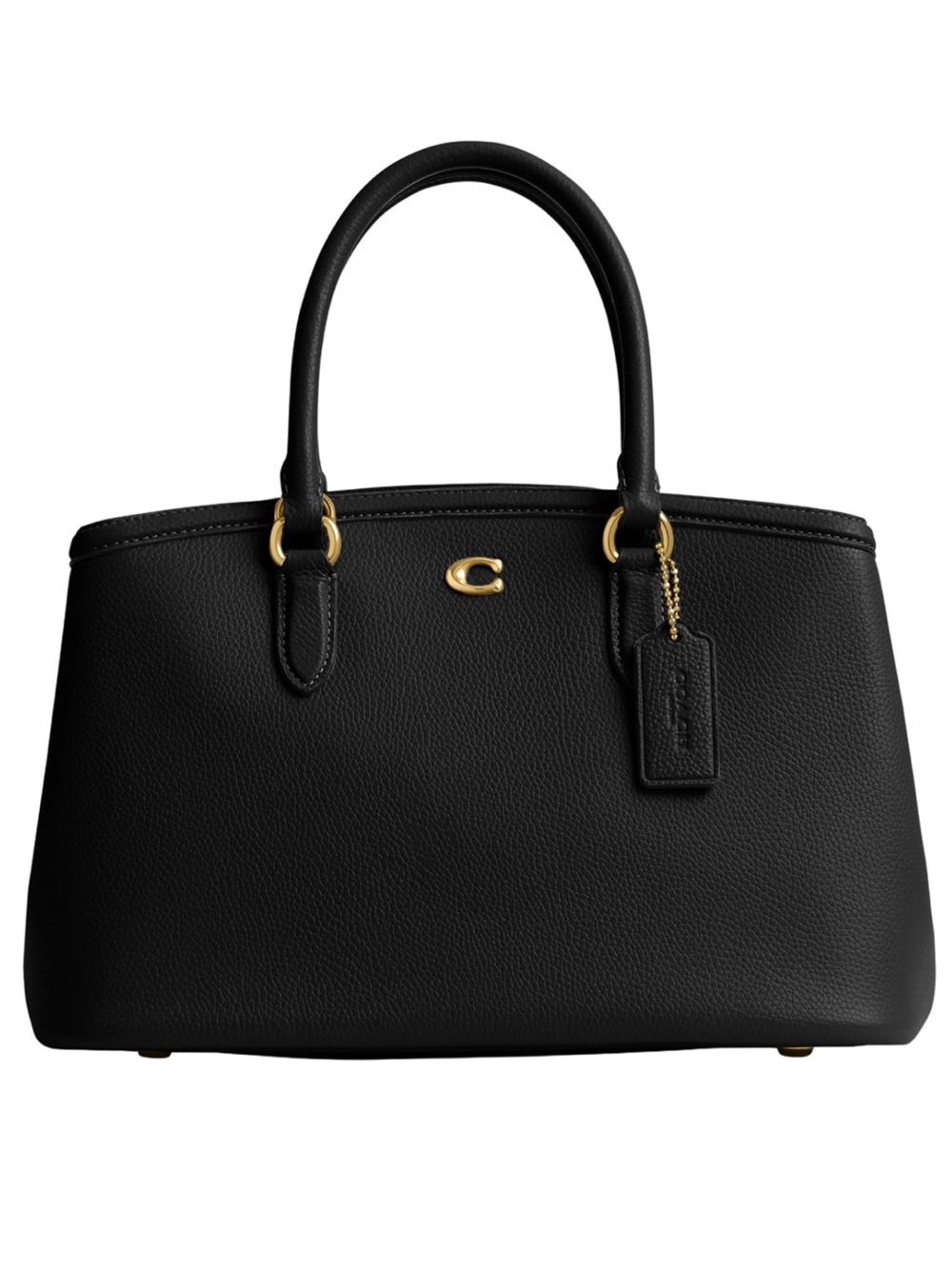 New Coach Black Pebble Leather Legacy Carryall 28 Satchel with Gold Accents
